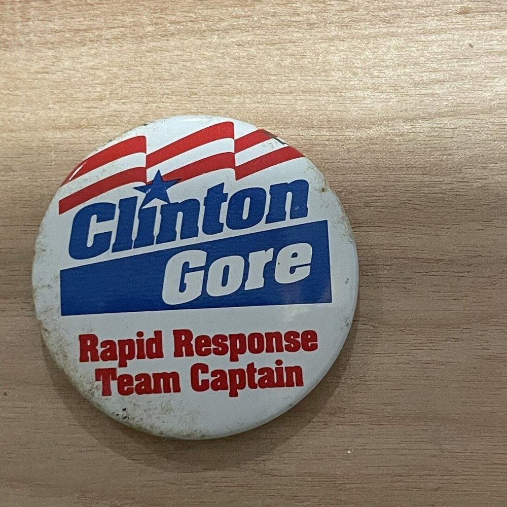 Clinton Gore Pin button political Presidential Government 1996 Team Captain